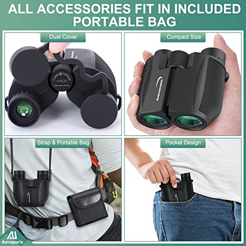 Aurosports 10x25 Compact Binoculars for Wild Bird Watching