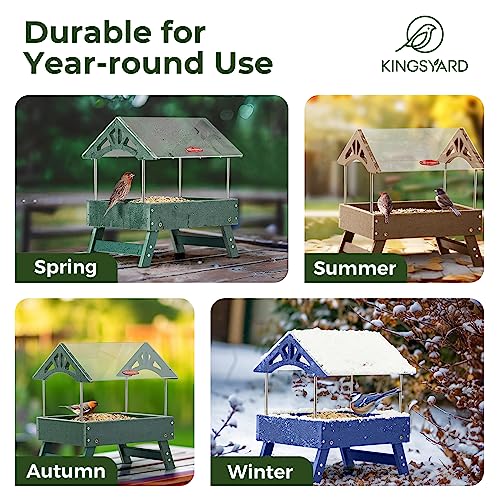 Kingsyard Ground Bird Feeder - Recycled Platform, Large Capacity