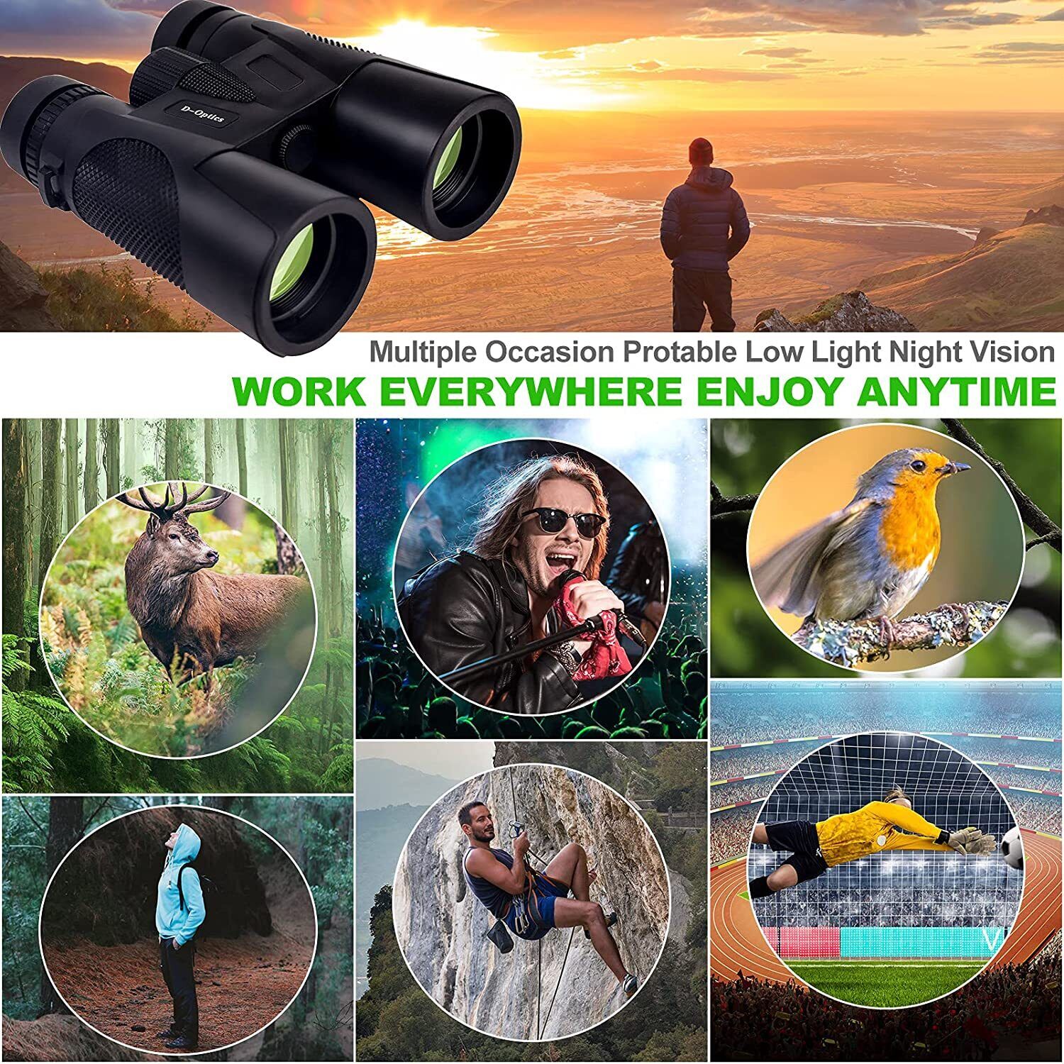 Lightweight 12x42 Binoculars for Bird Watching & Hunting