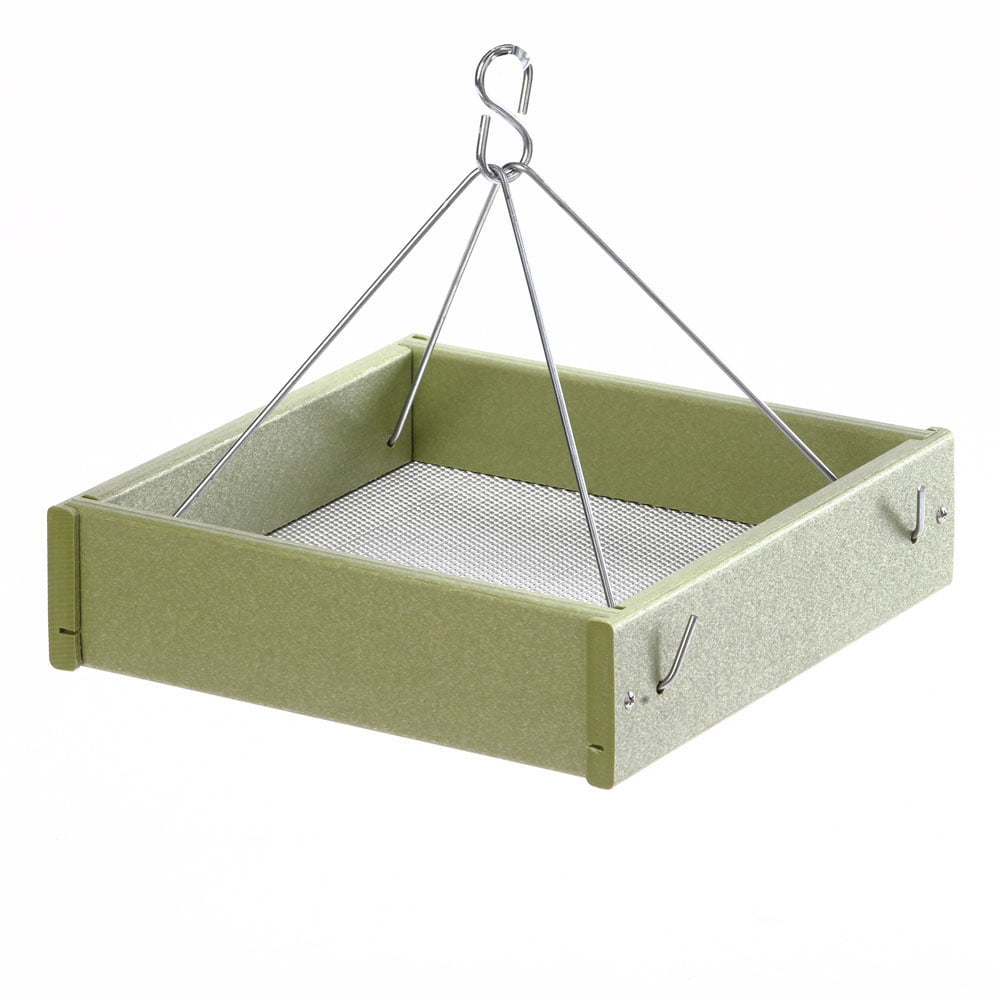 Small Hanging Platform Bird Feeder - Green Plastic