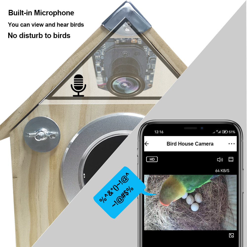4MP Tuya WIFI Bird House Camera Day/Night View