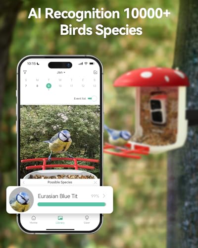 Smart Bird Feeder Camera with AI, Live View