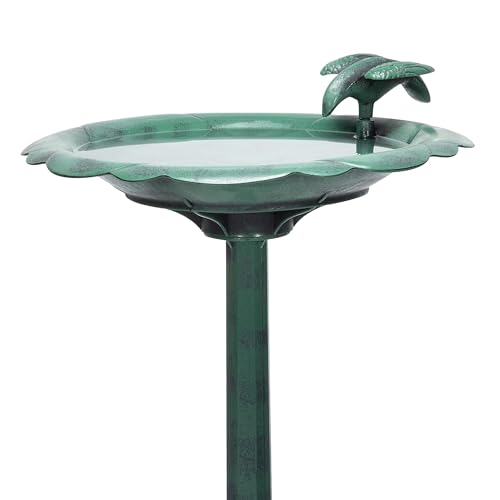 Alpine Outdoor Antique Birdbath with Bird Decoration