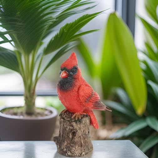Cardinal Perched on Branch Figurine - Red Bird Decor