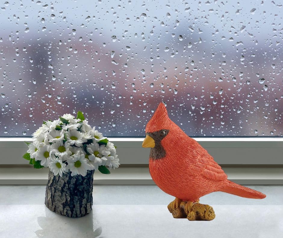 Red Cardinal Sitting on Branch Figurine - Perfect for Bird Lovers!