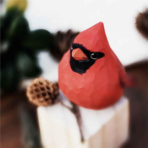 Handmade Male & Female Cardinal Bird Sculpture Set
