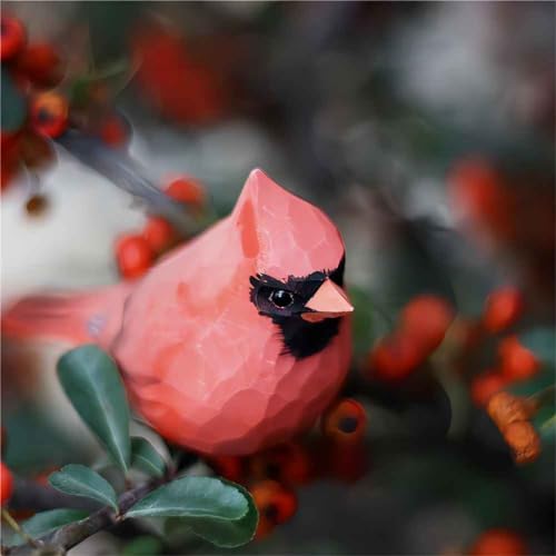 Handmade Male & Female Cardinal Bird Sculpture Set