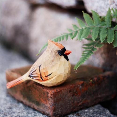 Handmade Male & Female Cardinal Bird Sculpture Set