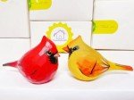 Handmade Male & Female Cardinal Bird Sculpture Set