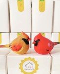 Handmade Male & Female Cardinal Bird Sculpture Set
