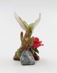 Porcelain Hummingbird Figurine with Red Rose