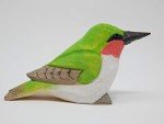 Handmade Ruby-Throated Hummingbird Wood Figurine Statue