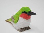 Handmade Ruby-Throated Hummingbird Wood Figurine Statue