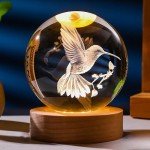 3D Hummingbird Crystal Figurine for Home Décor