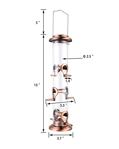 iBorn Copper Hanging Bird Feeder 14 Inch