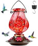 Hand Blown Glass Hummingbird Feeder, 22oz