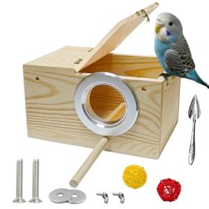 Wooden Bird Breeding Nest Box with Perch