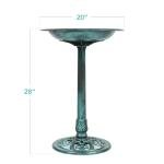 Pedestal Bird Bath: Vintage Outdoor Accent - Green