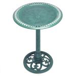 Green Outdoor Birdbath with Scrollwork Decoration, 28" Tall