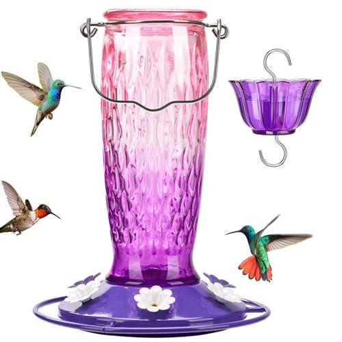 Kingsyard Hanging Glass Hummingbird Feeder 24oz - Pink/Purple