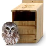 Outdoor Owl House - Real Wood, Easy-to-Hang
