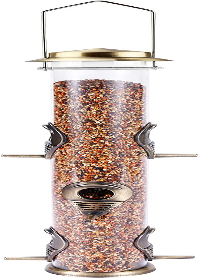 Tube Bird Feeders: Outdoor Hanging Aluminium, 6 Ports