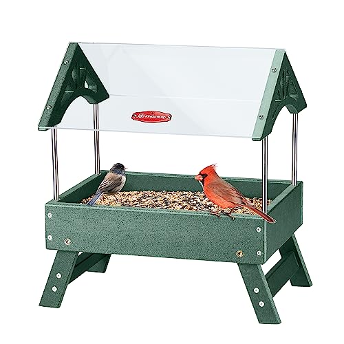 Kingsyard Ground Bird Feeder - Recycled Platform, Large Capacity