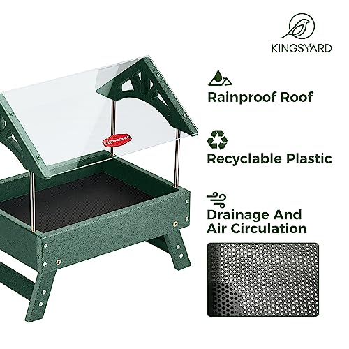 Kingsyard Ground Bird Feeder - Recycled Platform, Large Capacity