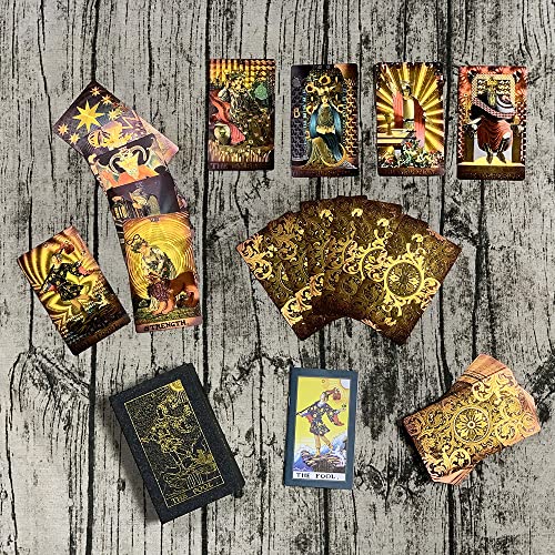 SUNHHX Waterproof Gold Foil Tarot Cards for Beginners