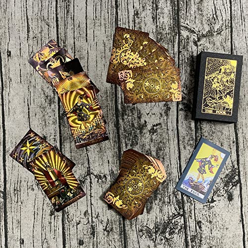 SUNHHX Waterproof Gold Foil Tarot Cards for Beginners