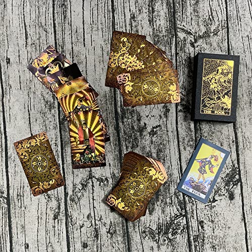 SUNHHX Waterproof Gold Foil Tarot Cards for Beginners
