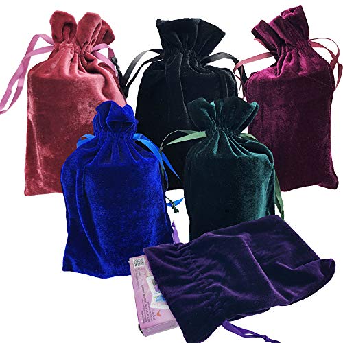 Velvet Tarot Rune Bag Bundle - Moss Green, Royal Blue, Purple, Wine, Ross, Black
