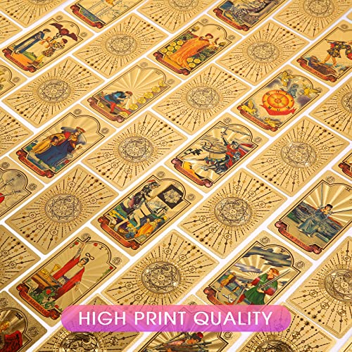 CROSARCE Holographic Tarot Cards Deck Set - 78 Gold Foil