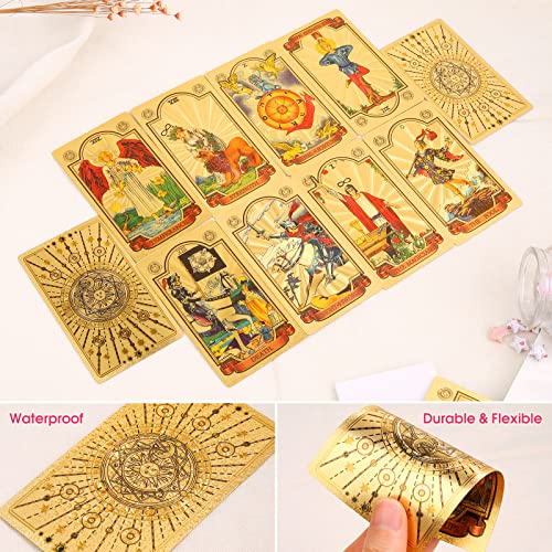 CROSARCE Holographic Tarot Cards Deck Set - 78 Gold Foil
