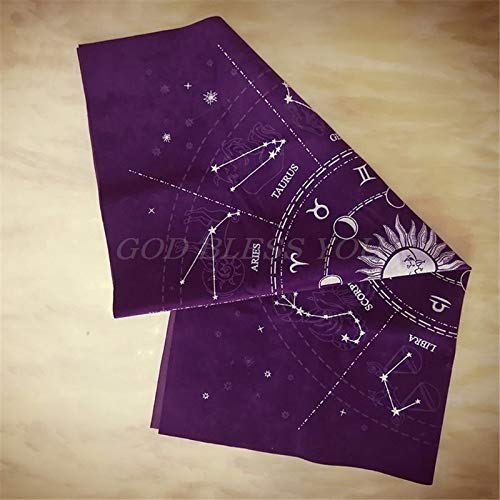 Velvet Astrology Tarot Cloth: 12 Constellations Design (Purple)