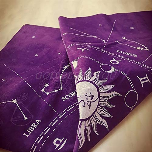 Velvet Astrology Tarot Cloth: 12 Constellations Design (Purple)