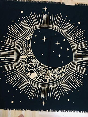 Golden Sun Moon Star Altar Cloth for Tarot
