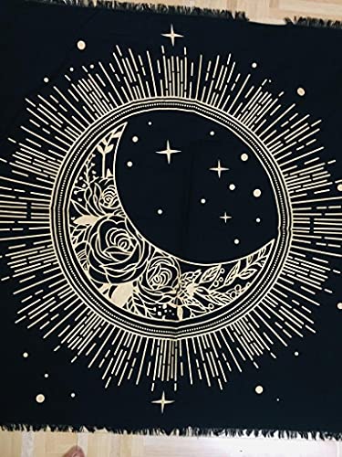 Golden Sun Moon Star Altar Cloth for Tarot