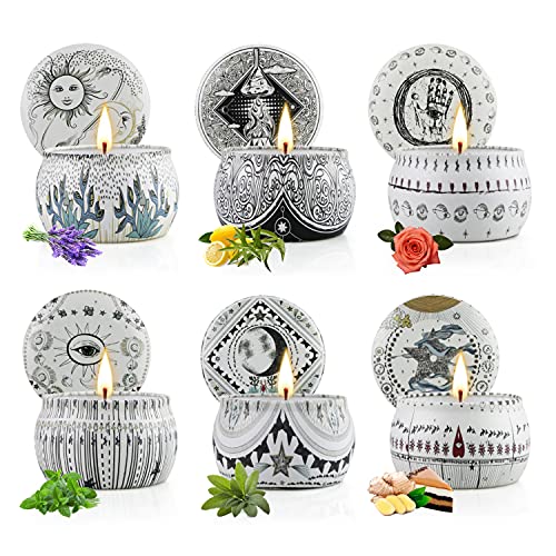 Scented Candles: 6-Pack, 180 Hour Burning, Essential Oil