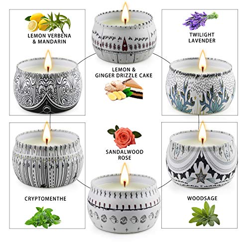 Scented Candles: 6-Pack, 180 Hour Burning, Essential Oil