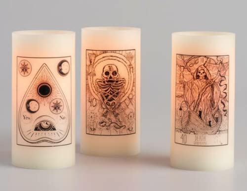 3 Inglow Tarot Cards Flameless 6" Candles