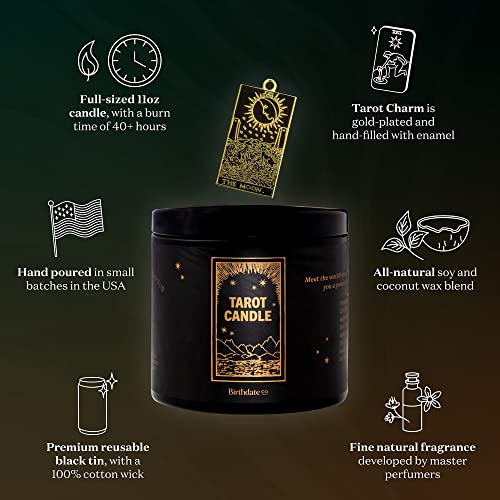 The Tarot Candle with Gold-Plated Charm - All-Natural Scented