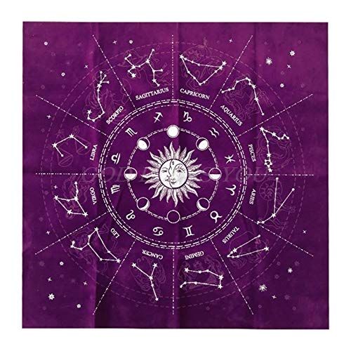 Velvet Astrology Tarot Cloth: 12 Constellations Design (Purple)