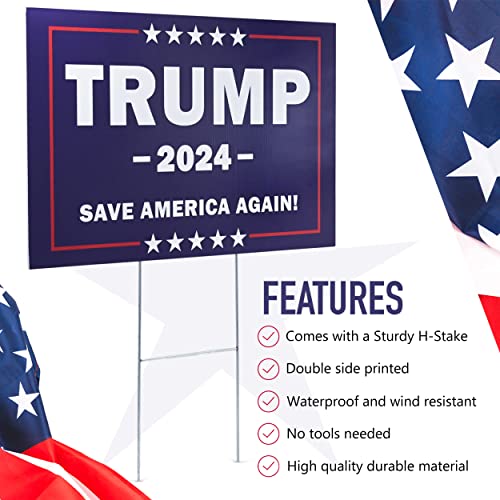 Trump 2024 Yard Sign: Save America Again!