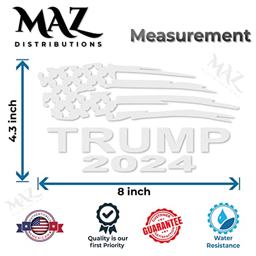 Trump 2024 Flag Decal Sticker | Black | 8 inches