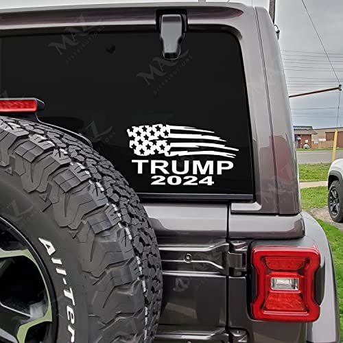 Trump 2024 Vinyl Flag Decal Sticker | White