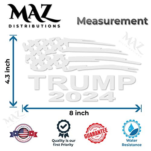 Trump 2024 Vinyl Flag Decal Sticker | White