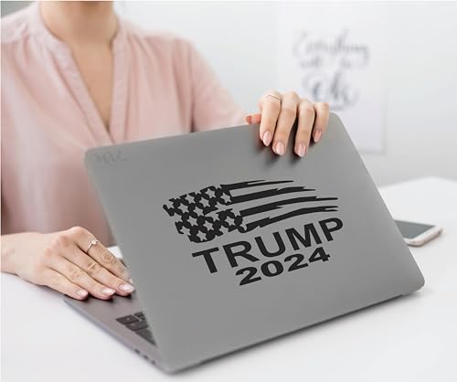 Trump 2024 Flag Decal Sticker | Black | 8 inches
