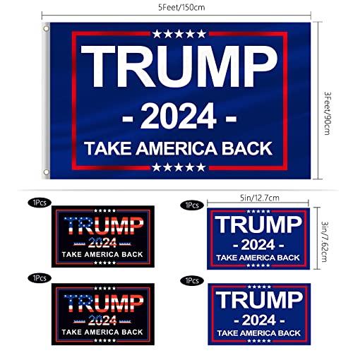Trump 2024 Flag with 4 Stickers