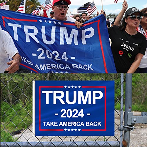 Trump 2024 Flag with 4 Stickers